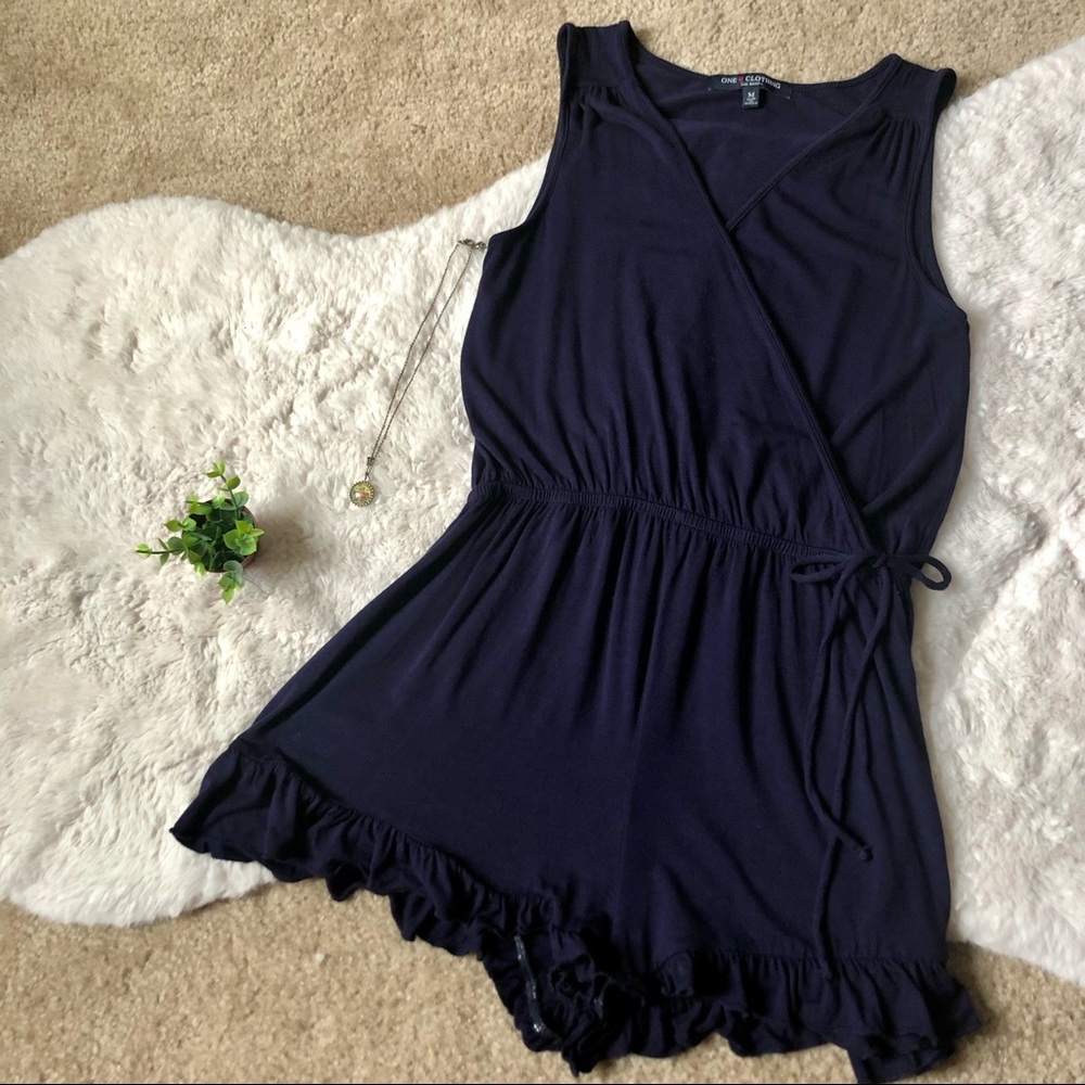 One Clothing // Navy Sleeveless Wrap Romper
